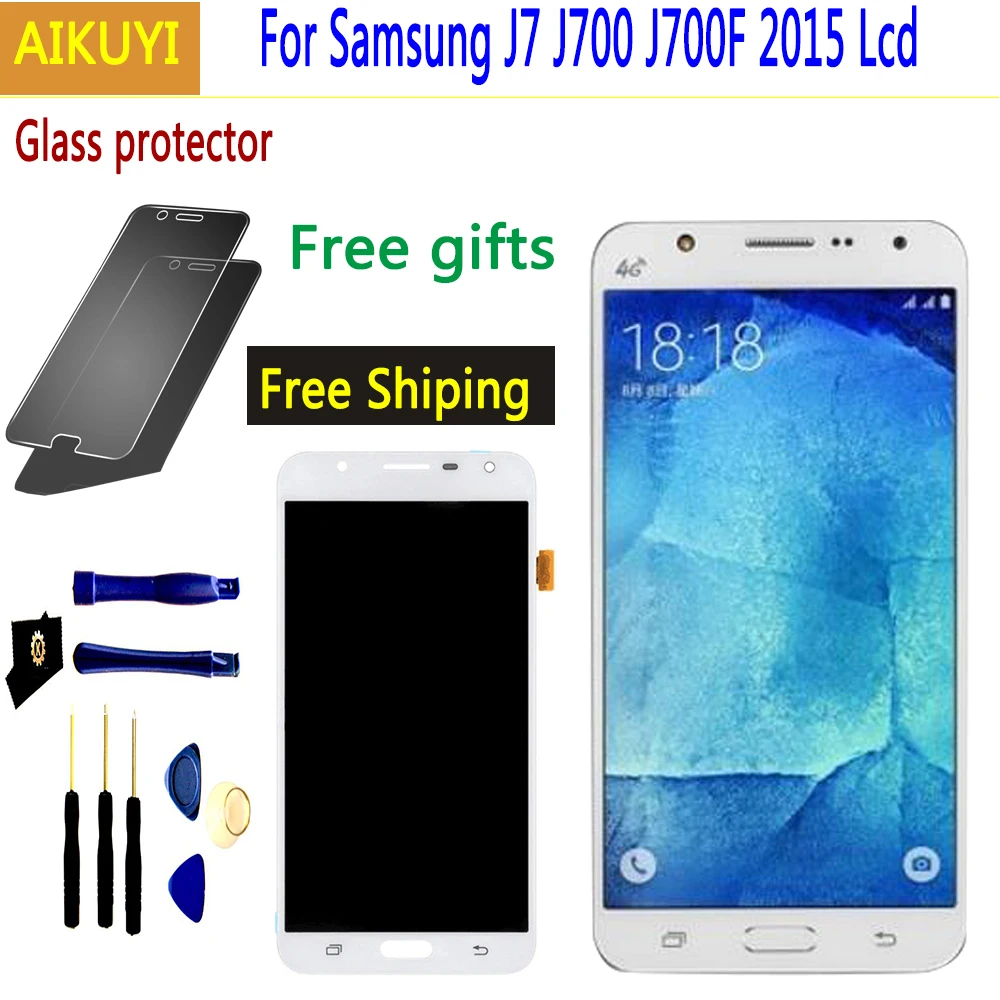 Для Samsung Galaxy J7 2015 ЖК-дисплей + кодирующий преобразователь сенсорного экрана в