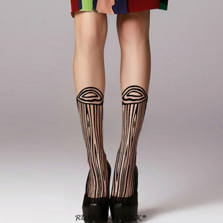 

Calf stump wood texture printing stockings summer thin women pantyhose