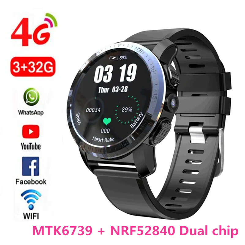 Kospet Optimus Pro, 3 ГБ, 32 ГБ, 800 мАч, батарея, две системы, 4G, смарт-часы, телефон, P68, водонепроницаемые, 8,0 МП, 1,39 дюйма, Android 7.1.1, умные часы