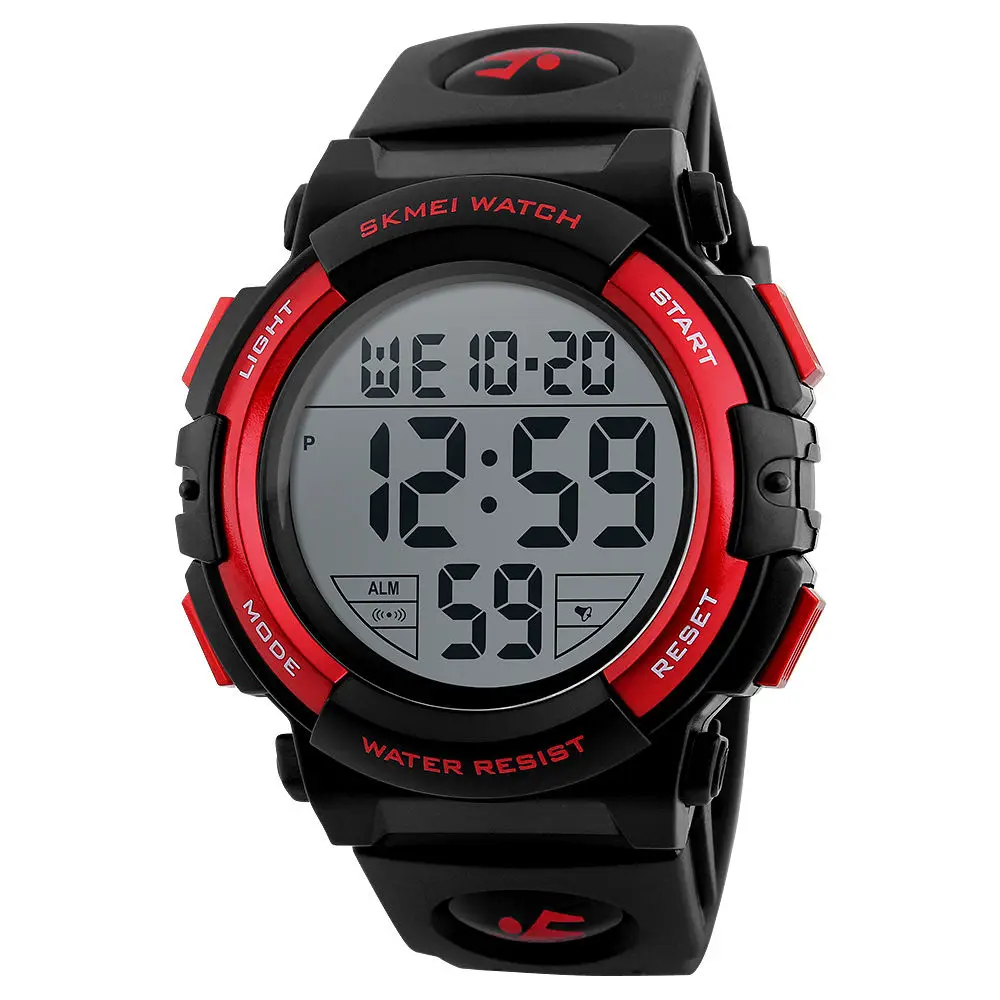 Red SKMEI модные уличные спортивные часы мужские многофункциональные 5 бар водонепроницаемые военные цифровые наручные часы Relogio Masculino 1258 - Цвет: Red