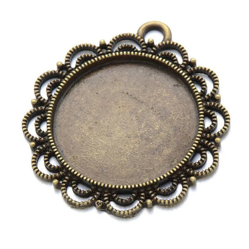 

20pcs Round Shape Necklace Pendant Setting Cabochon Cameo Base Tray Bezel Blank Jewelry Making Findings
