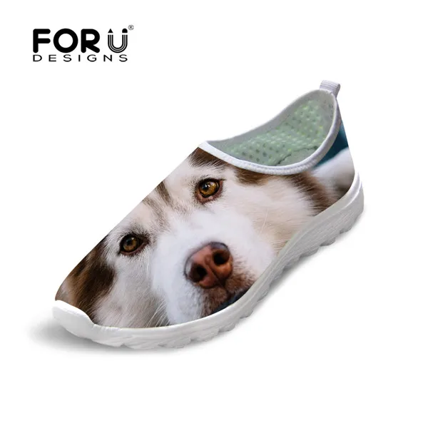 FORUDESIGNS/женские милые кроссовки с рисунком собаки хаски; модные повседневные Летние сетчатые туфли на плоской подошве для девочек; Легкие ботинки для ходьбы для женщин - Цвет: H2041AA