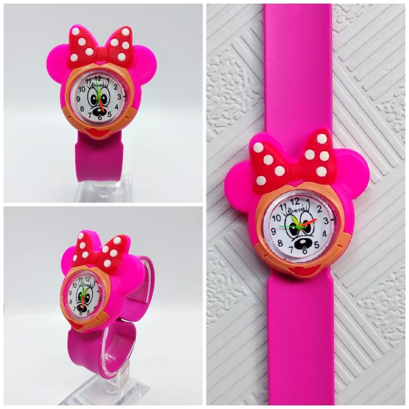 Minni purple 3D дети мультфильм часы с единорогом прекрасный кролик силиконовый ремешок часы детские повседневные животные часы для детской креативные кварцевые наручные часы - Цвет: Minni purple