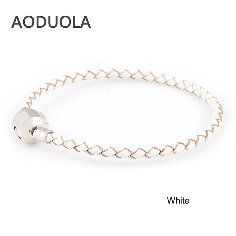 Классический цвет s Натуральная Кожа DIY браслет цепь серебряный зажимы браслеты