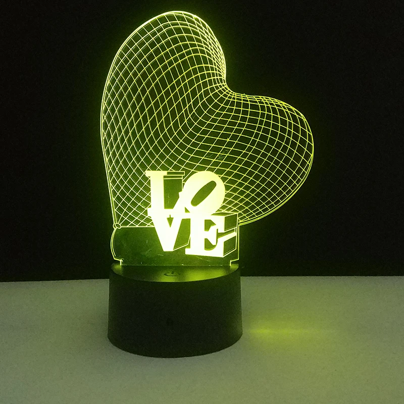 3D настольная лампа визуальная оптическая светодиодная сенсорная романтическая