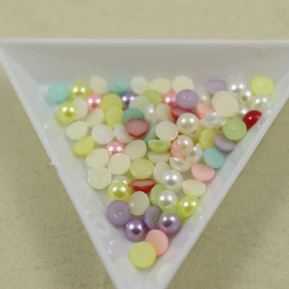 800 шт. 5 мм Разноцветные свободные плоские жемчужные акриловые полушарики для