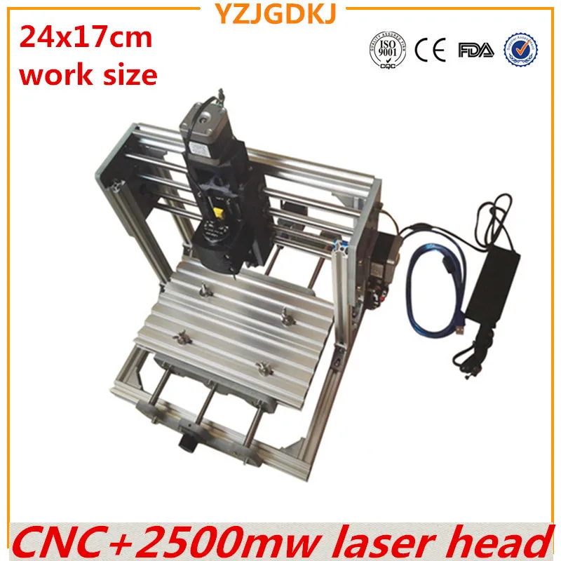 CNC 2417 GRBL control Diy high power laser engraving CNC machine 3Axis Wood Router with 2500mw laser