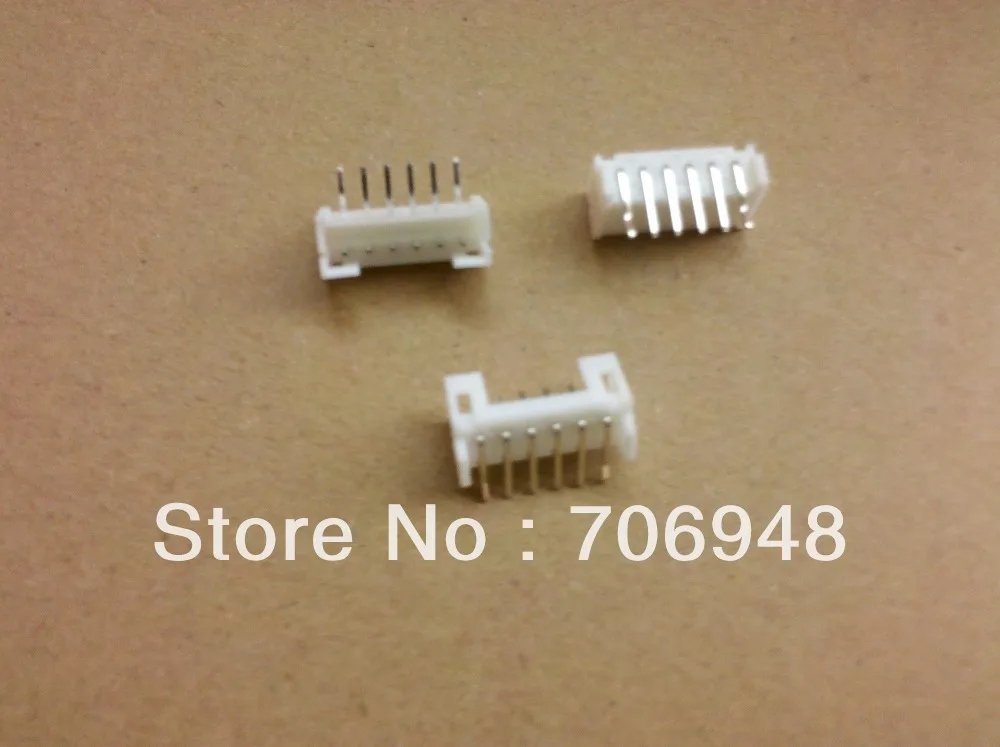 

white 1x6p socket 90deg thru hole by AUK 2mm pin space
