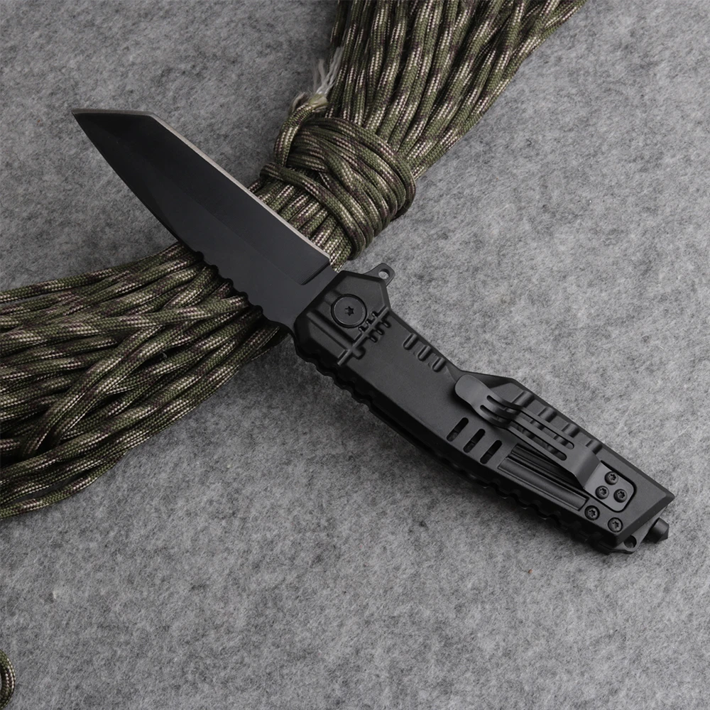 Black Tactical Folding Knife 3CR13MOV Steel Blade Pocket Survival Knives Aluminum Handle Huntting Fishing EDC Tools | Инструменты