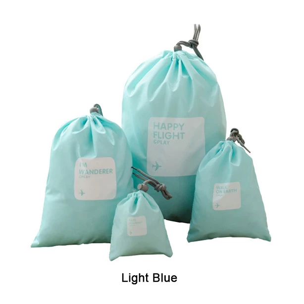 Light Blue 4 шт./лот, водонепроницаемая дорожная сумка для хранения, косметическое нижнее белье, органайзер, спортивный шнурок, пояс для верховой езды, для обуви, для стирки, косметичка - Цвет: Light Blue