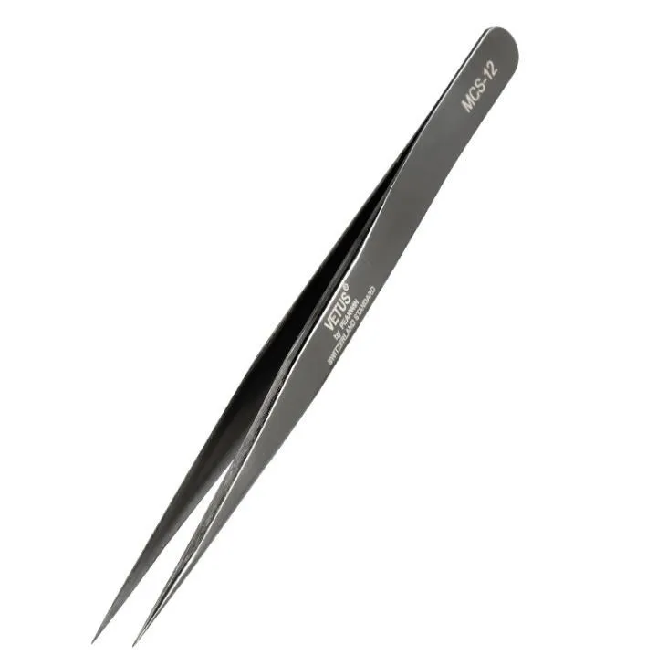 MCS-12 Tungsten VETUS MCS серия пинцет для бровей накладные ресницы Инструменты для наращивания вспомогательный ремонт Сверхтонкий Высокоточный антикислотный пинцет - Цвет: MCS-12 Tungsten
