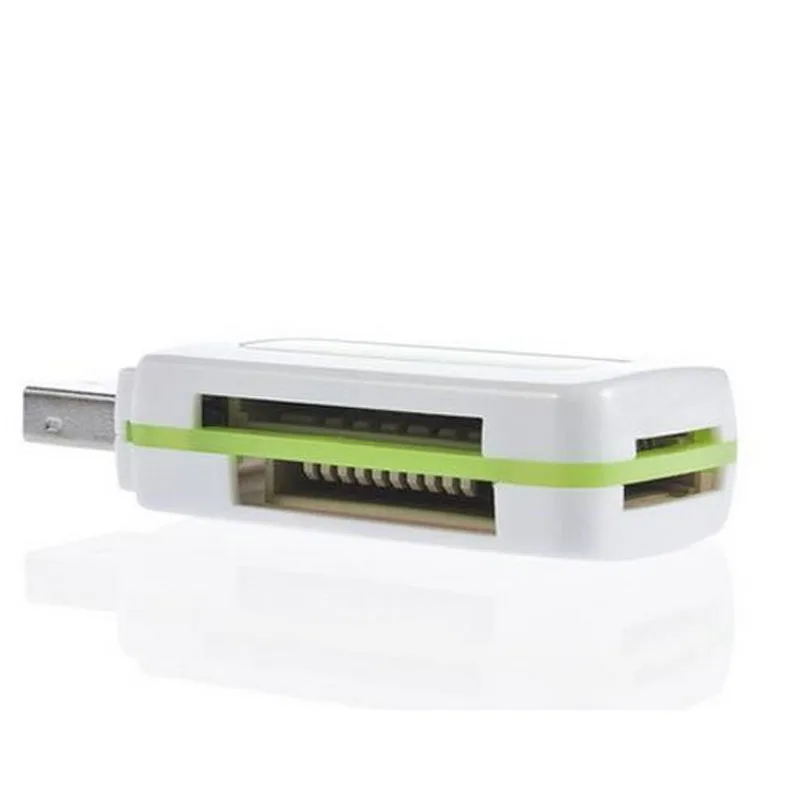 Зеленый Мини Все в одном USB 2,0 считыватель смарт-карт SD/MMC/TF/Micro M2 4 слота для карт - Цвет: Зеленый