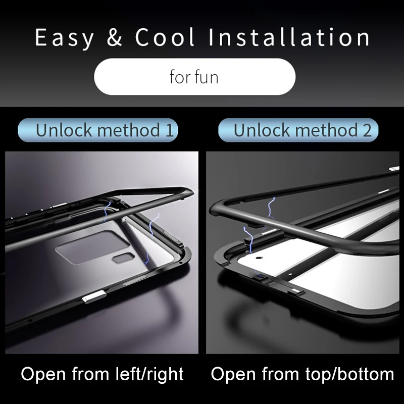 Металлический бампер с магнитной адсорбцией для Samsung S9 Plus магнитная рамка
