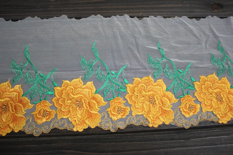 Ярдов/партия &quot19 см (2 кружевная бейка) Вышитые Цветочные Тюль бейка ~~ Bloomy ~ сетки