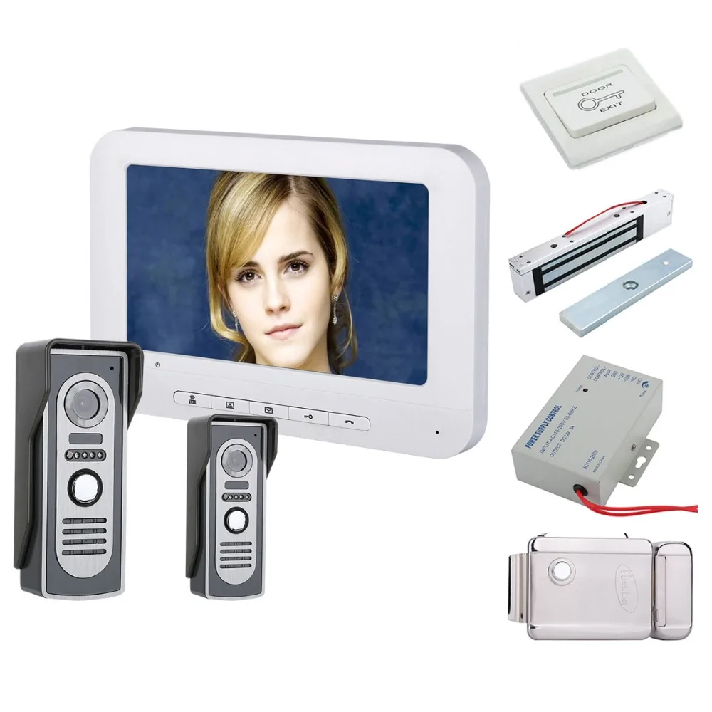 Домашняя безопасность 7 дюймов TFT видео дверной звонок Домофон комплект 2 камера 1