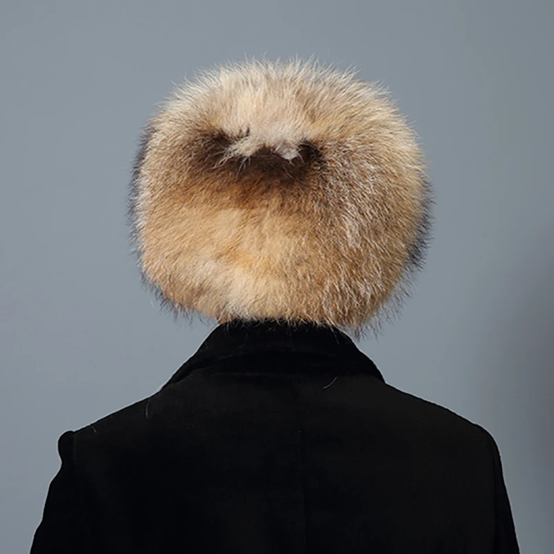2018 Genuine Silver Fox Fur Hats Men Real Raccoon Fur Thick Warm Lei Feng Cap for Russian Men Bomber Hats Winter Real Fur Hat