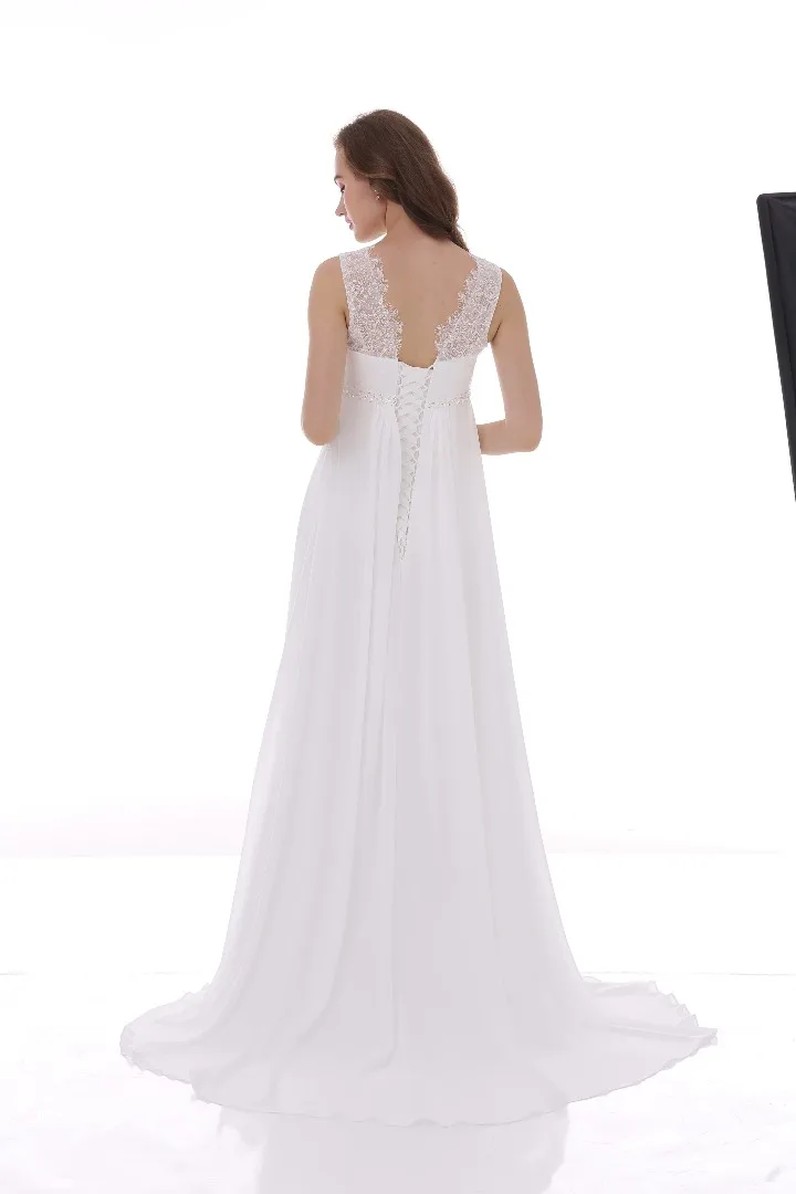 Real Photo Women Lace Empire Pregnant Wedding Dresses Vintage Chiffon Dress Vestidos De Noiva Marriage Robe Mariage | Свадьбы и