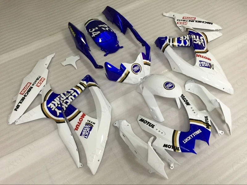 Обтекатели GSXR 750 2008 2010 K8 белого и синего цвета Пластик GSX R 600 09 10 обтекатель R750 08