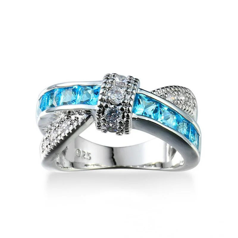 Белый золотой цвет светло голубой кубический цирконий камень Винтаж Крест