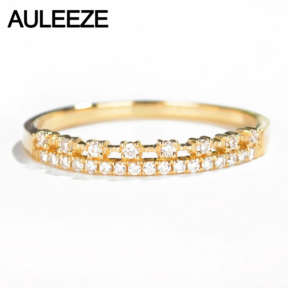 Женские обручальные кольца AULEEZE 0.17ctw с натуральным бриллиантом 18k 750 желтое золото
