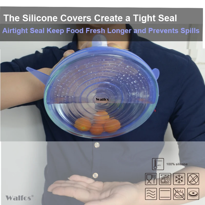 Силиконовая крышка WALFOS для герметичного холодильника пластиковый контейнер