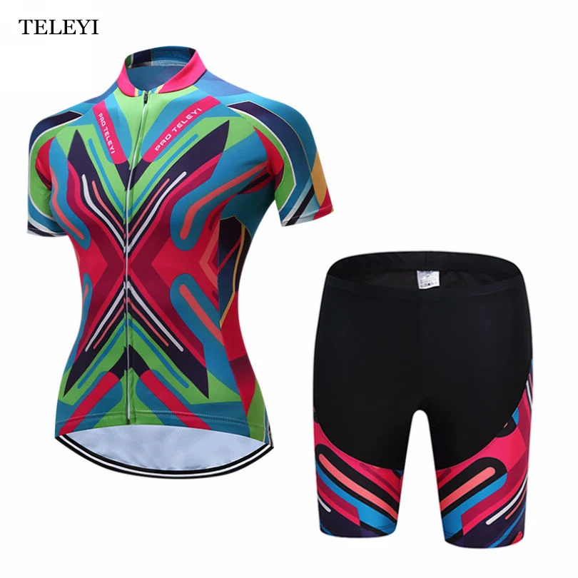 

TELEYI Women Outdoor Ropa Ciclismo Cycling Jersey Bib Shorts Breathable Girl Bike Wear Bicycle Clothing Sets XS-4XL