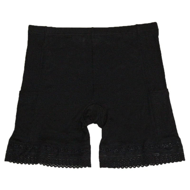 Женские мягкие легинсы с карманами и кружевной отделкой однотонные | Женская