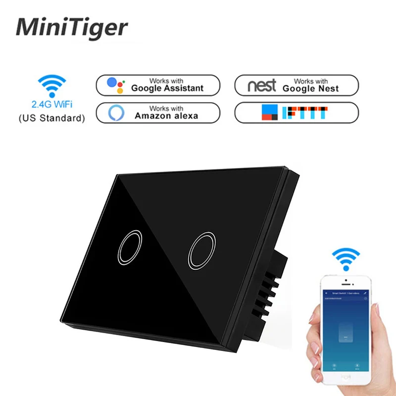 Minitiger US стандартный wifi умный сенсорный выключатель приложение беспроводной