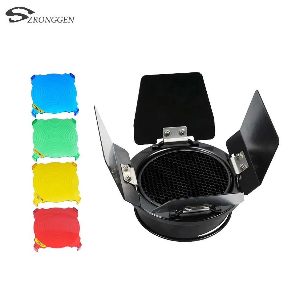 Новый Godox BD-03 96 мм дверь сарая с сотовой сеткой и 4 цветными фильтрующими