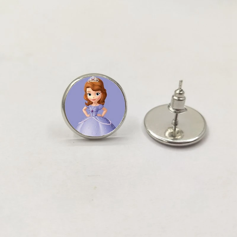 silver Новинка София первые Серьги Принцесса София кулон красивая принцесса стеклянные куполообразные серьги и подвески детские ювелирные изделия - Окраска металла: silver