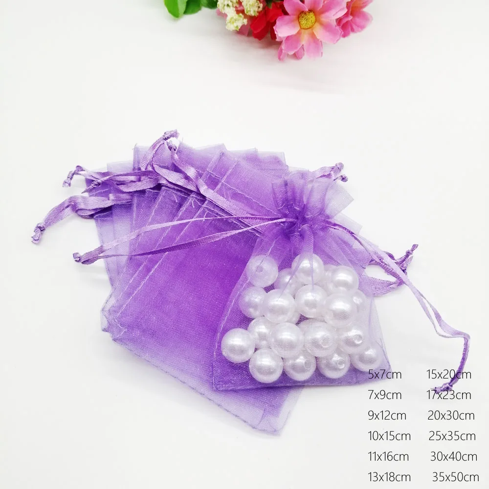Фиолетовая Сумка из органзы сумка на шнурке для ювелирных изделий Подарочная