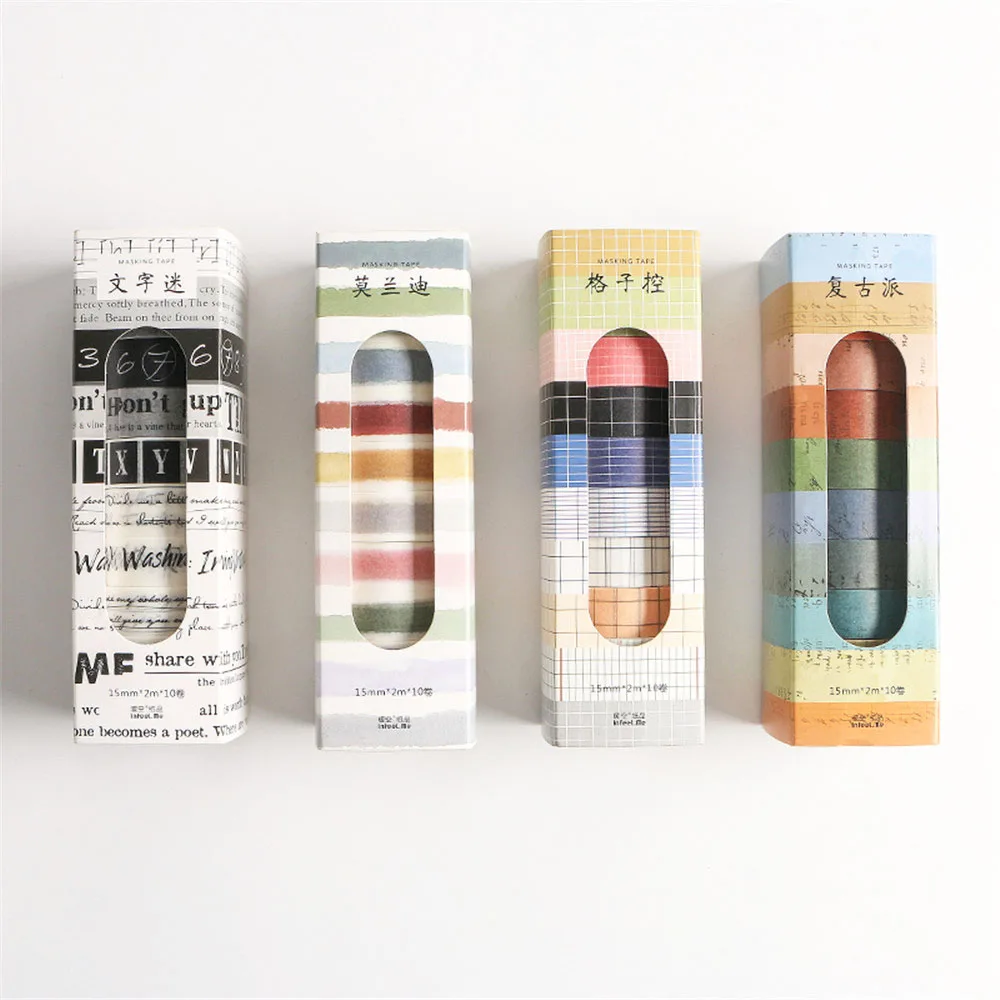 10 Rolls/lot Vintage Series Washi Tapes Kawaii Stationery Self Adhesive Masking DIY Scrapbooking Notebook Decorations|Офисный скотч| |