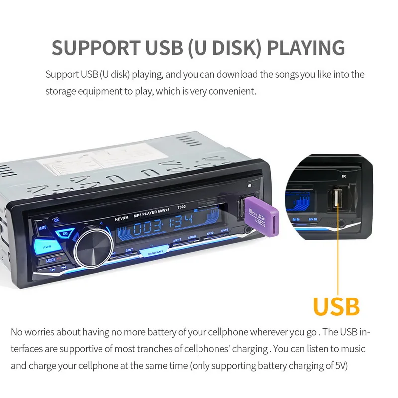 1 Din стерео аудио плеер автомобильный mp3 радио Кассетный рекордер 7003 12V In dash