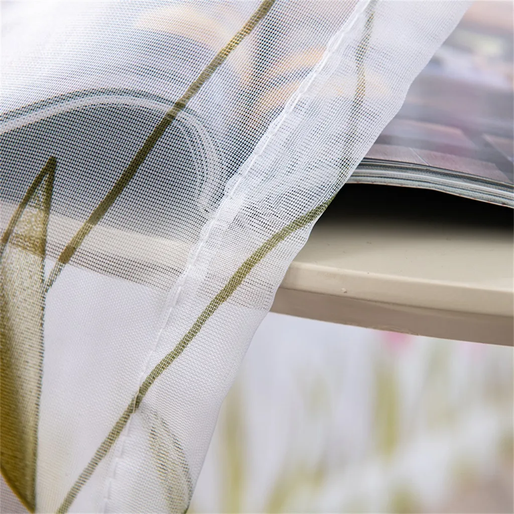 200x150cm Curtains For Living Room Daffodil Flower Print Tulle Curtain Handle Tulle Coveted 1 FabricWindow Decoration 67