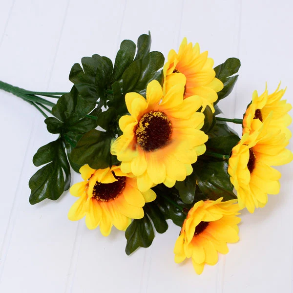 1 букет из 7 искусственных подсолнухов для домашнего памятного творчества декор