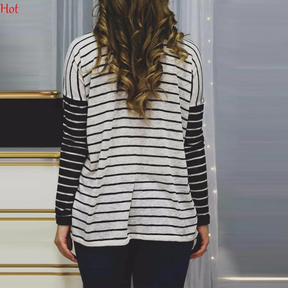 Модная женская полосатая футболка повседневные свободные футболки в полоску с v