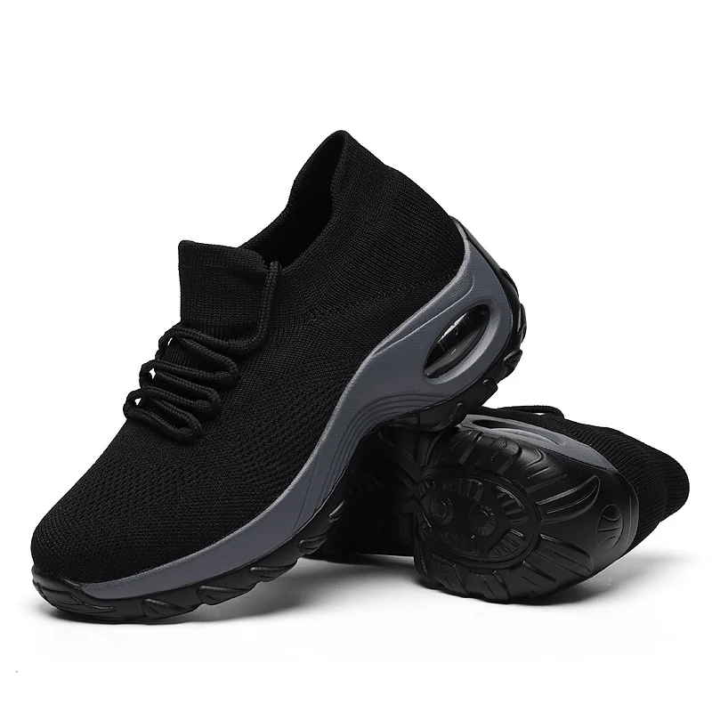 

Platform Fashion Sneakers Women Flying Knit Breathable Casual Shoes Round Toe Lace Up Women Shoes Chunky Sneakers XU036