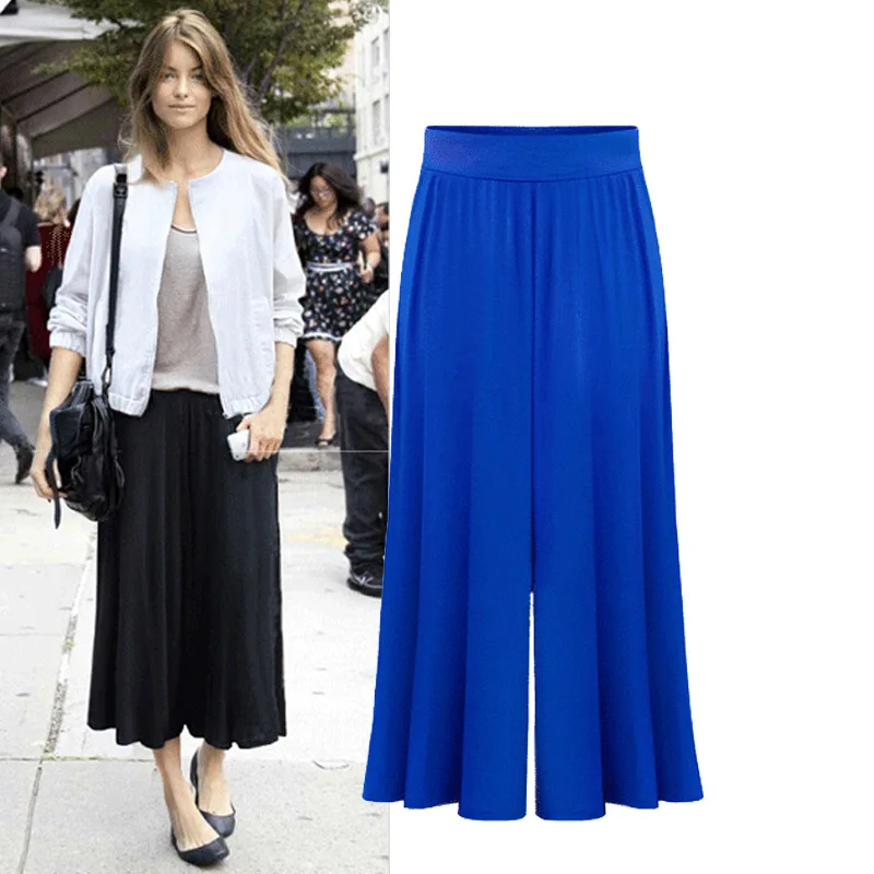 2016 Новое Поступление Широкую Ногу Брюки Женские Лодыжки Длины плюс Большой