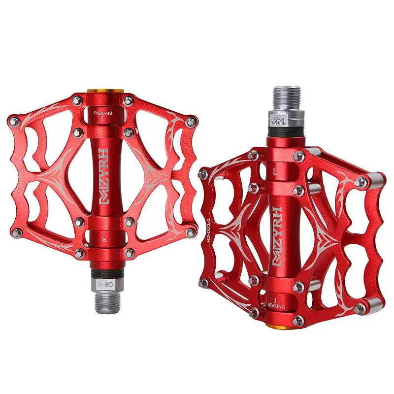 Full red Велосипедная педаль для горного велосипеда MTB, подвесной светильник для горного велосипеда, велосипедные педали из алюминиевого сплава, 3 шарикоподшипника, педали BMX, Аксессуары для велосипеда - Цвет: Full red
