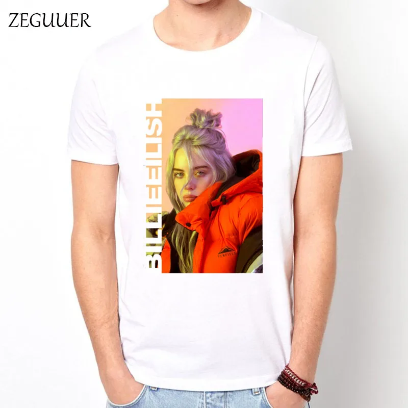 Billie Eilish футболка с коротким рукавом, футболка Harajuku, уличная одежда с принтом, Модная хлопковая Мужская футболка с круглым вырезом, повседневная одежда