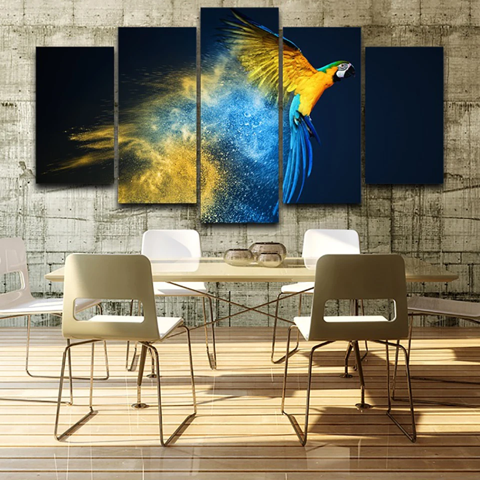 Холст для живописи Wall Art Модульная картина Плакат рамка 5 PiecePcs цветной попугай
