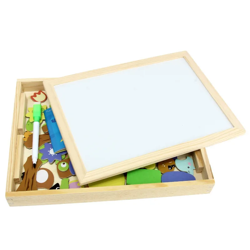 Деревянная Двусторонняя доска для рисования магнитная головоломка игровой