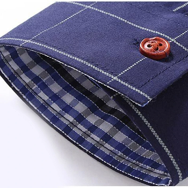 Модная брендовая мужская одежда Slim Fit для мужчин рубашка с длинными рукавами