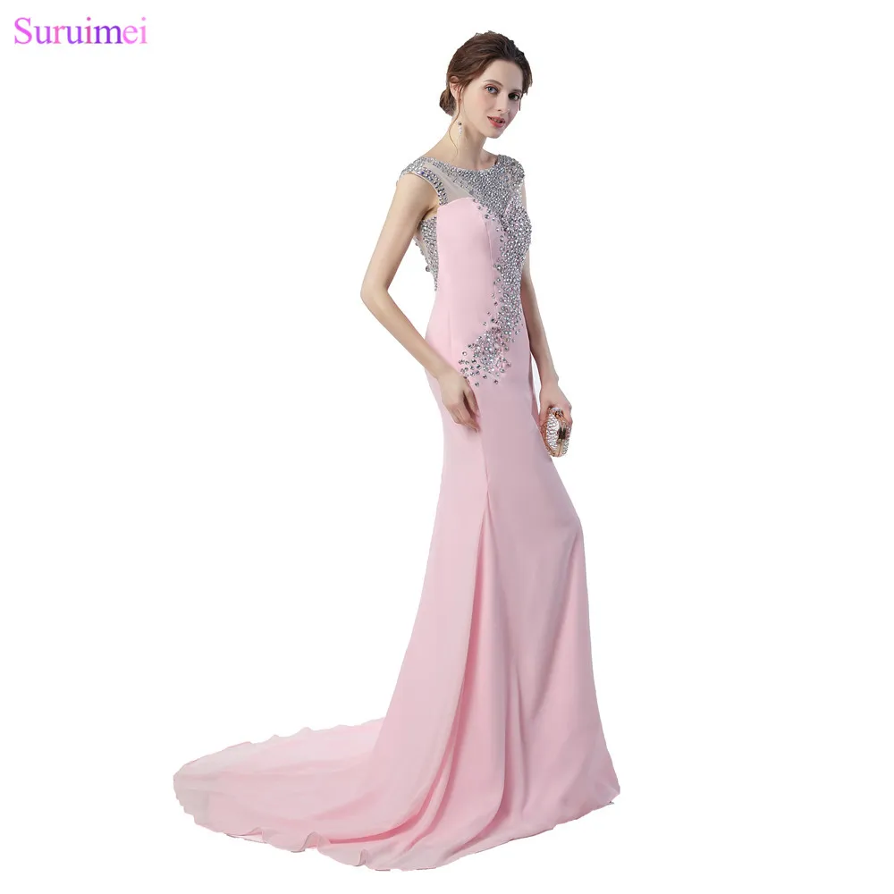 Розовые вечерние платья высококачественное шифоновое платье с юбкой годе