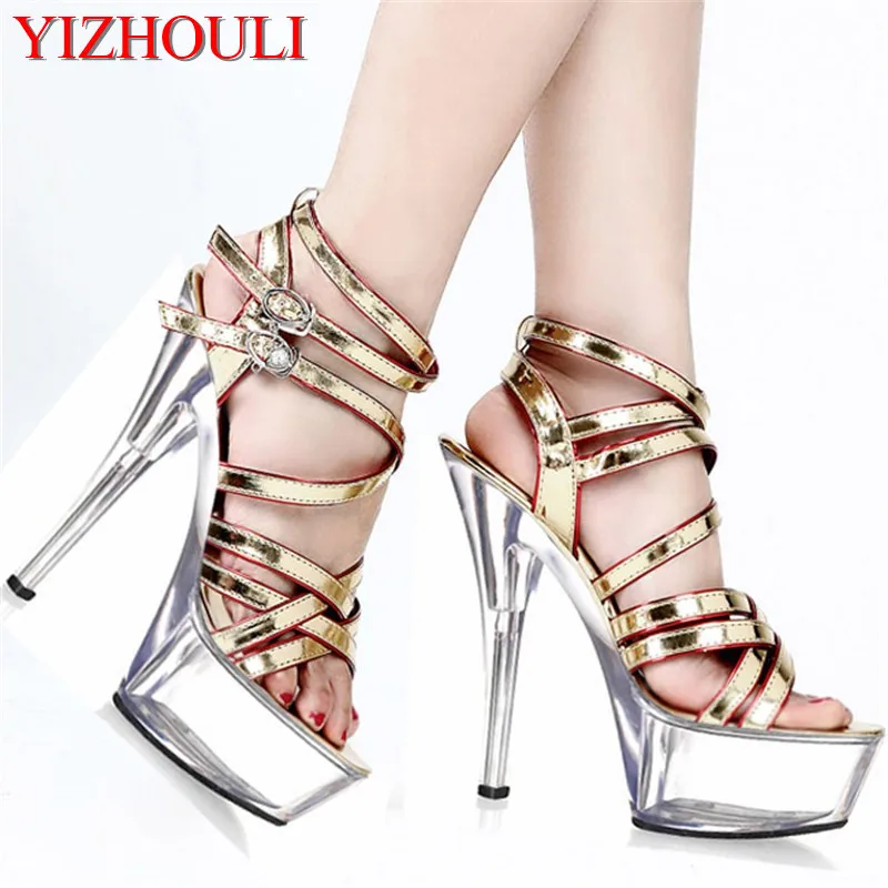 

Hot Sale 15cm Crystal Sandals High-Heeled Shoes Platform Gladiator Dance Shoes Sexy Women's Shoes Sexy Clubbing High Heel