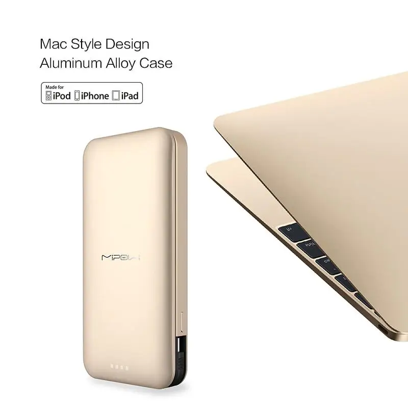 Mipow 10000mAh power Bank 3A Быстрая зарядка с сертифицированным MFi разъемом ультра-тонкий