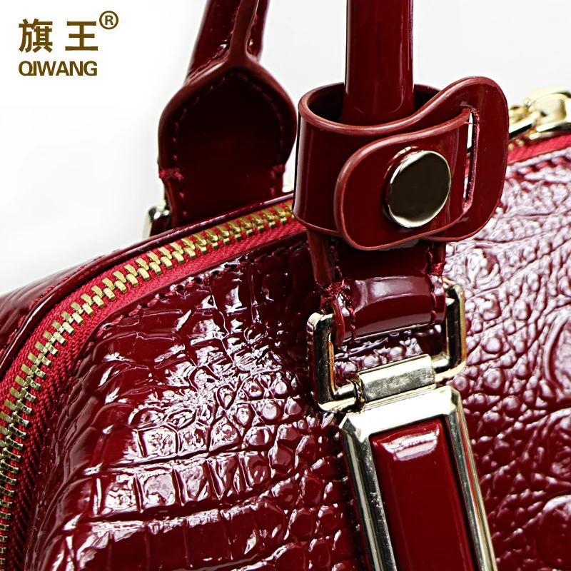 Женская сумка на плечо QIWANG из лаковой кожи с рисунком крокодила|leather handbags|cowhide leather