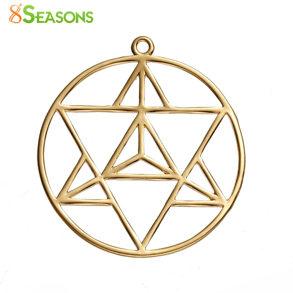 Медные Подвески 8 сезонов Merkaba для медитации круглые позолоченные 39 мм (1 4/8 дюйма) x