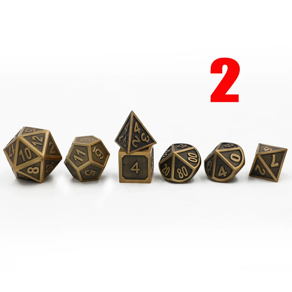 IMDG 7 шт./компл. креативные RPG игровые кубики многогранные металлические DND резьба