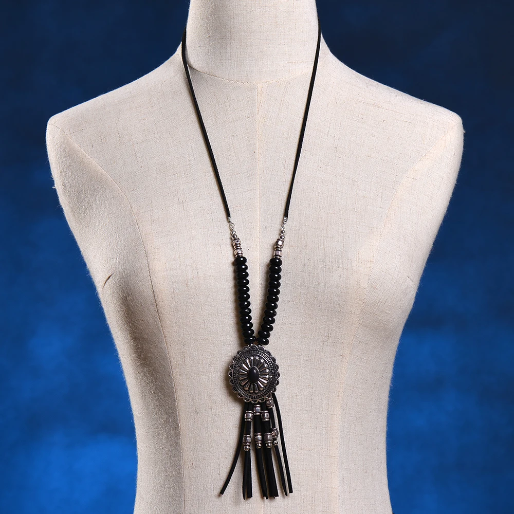 В богемном стиле с бахромой Женское Ожерелье бохо Винтаж серебрянная шейка